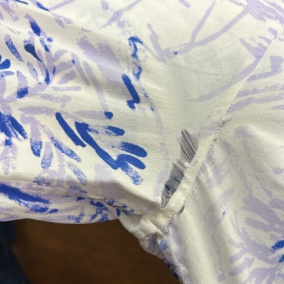 Lilly Pulitzer Elsa Lilac Verbena Rock The Dock Blouse Top Silk Size XL *flaw - Picture 7 of 9